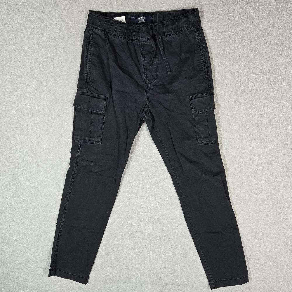 Hollister Men Pants S Black Cargo Pants EPIC FLEX Slim 27" Inseam